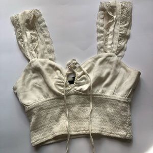 off white lace crop top